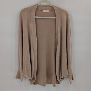 Entro Open Cardigan Beige Tan Size Small Batwing Style Soft Teddy Bear Fabric